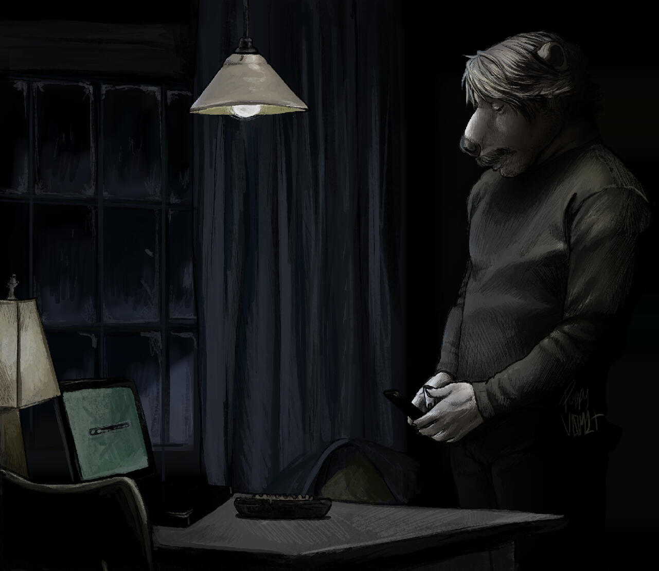 shaded halfbody complex background